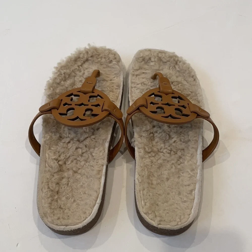 TORY BURCH MILLER CLOUD SHEARLING 9 congac